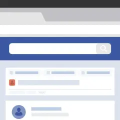 Ilustracja interfejsu Facebooka, pokazująca pasek wyszukiwania i ikonę profilu. Dowiedz się, jak usunąć zdjęcie profilowe na FB.