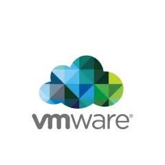 Logo VMware: kolorowa chmura złożona z geometrycznych kształtów i nazwa firmy.