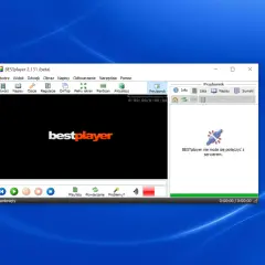 Ekran odtwarzacza BESTplayer z logo i komunikatem o braku połączenia z serwerem.