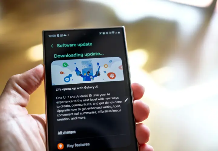 Aktualizacja oprogramowania telefonu z One UI 7 i Androidem 15. Pobieranie ulepszeń z Galaxy AI.
