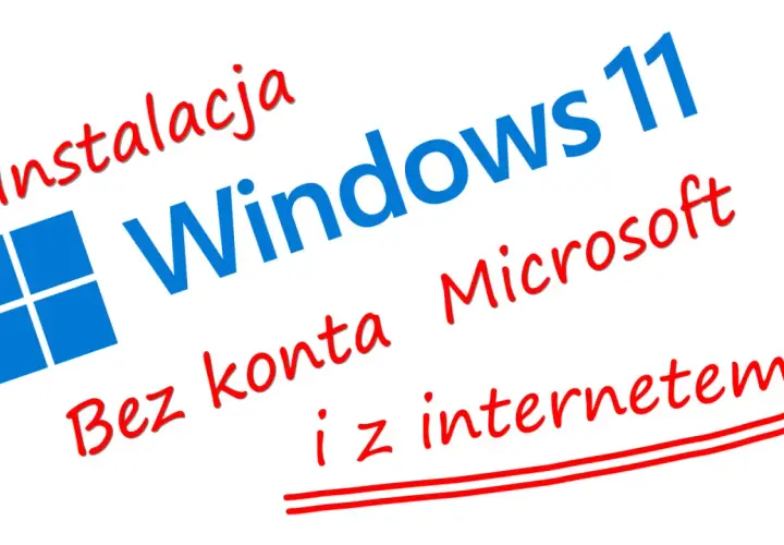 Instalacja Windows 11 bez konta Microsoft i z internetem. Logo Windows.