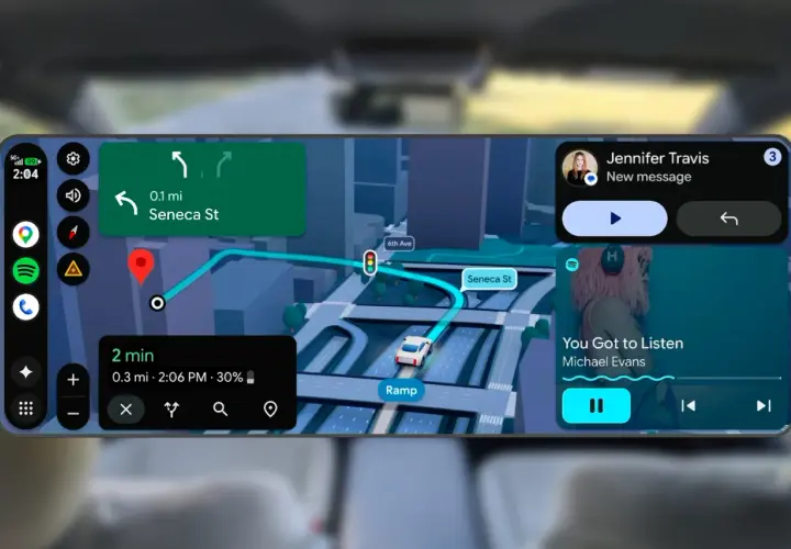 Nowe funkcje w android auto aktualizacja: nawigacja, wiadomości i muzyka.