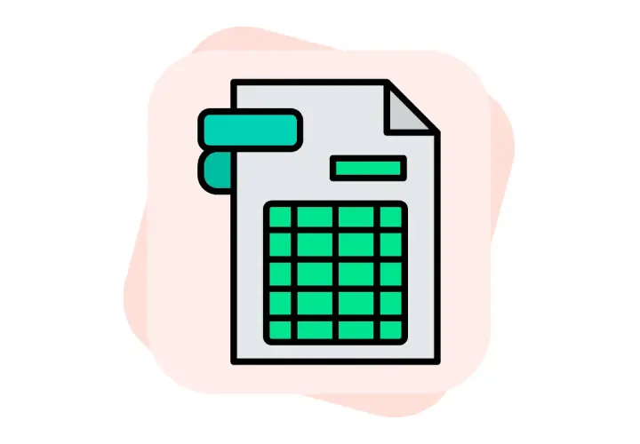 Ikona arkusza kalkulacyjnego z zieloną siatką, symbolizująca blokowanie komórek Excel.
