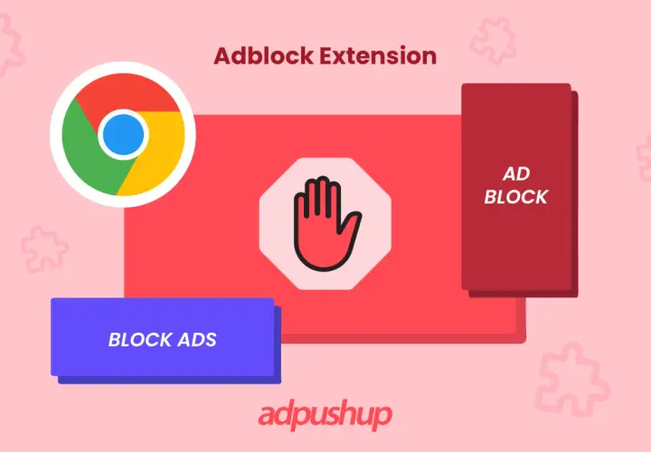 Logo Chrome i znak stopu symbolizują adblock w przeglądarce Chrome na Androida.