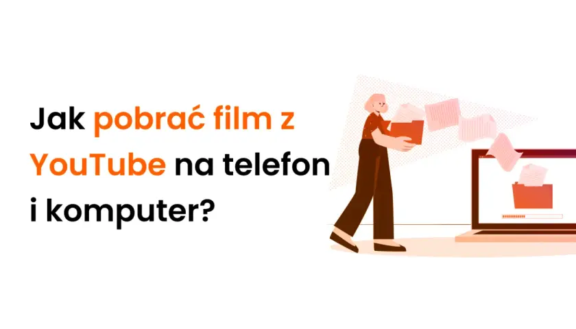 Jak pobrać film z YouTube na telefon i komputer? Ilustracja pokazuje proces przenoszenia plików.