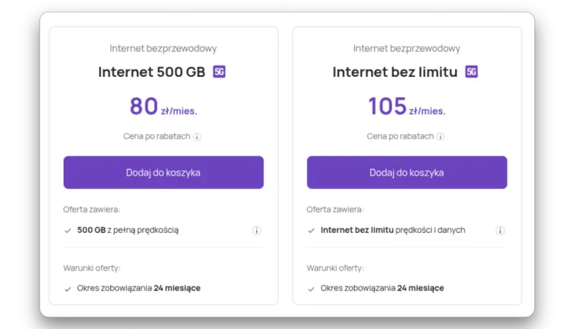 Internet bez limitu prędkości i danych za 105 zł/mies. To idealna opcja, jeśli potrzebujesz play internet mobilny bez limitu.
